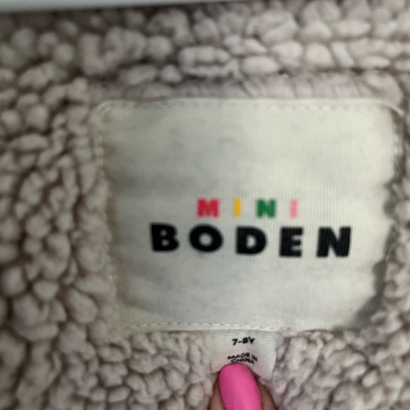 Mini Boden Embroidered Shaggy lined hoodie, Navy floral, 7-8. - Picture 8 of 8